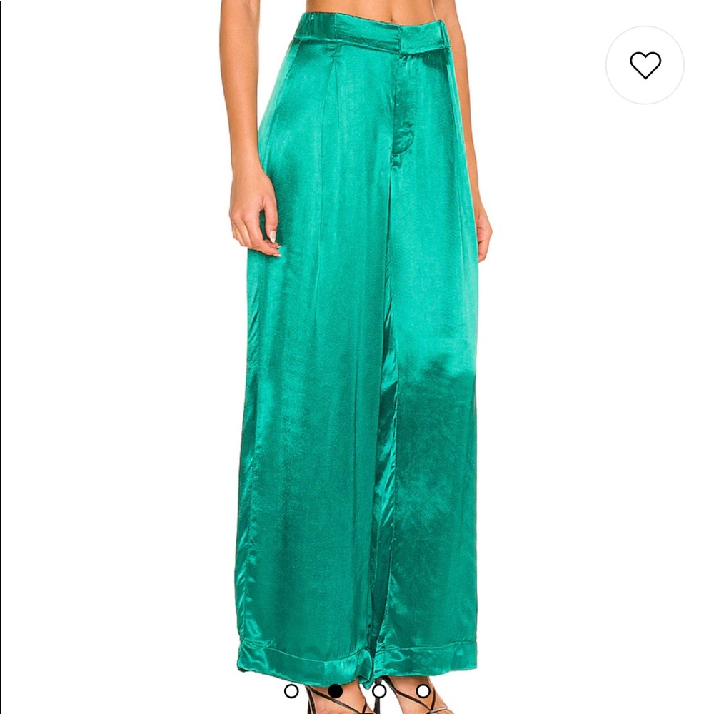Free people green good days satin trouser NWT
